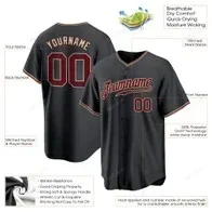 Black Crimson City Cream Custom Name & Number Baseball Jersey D0037