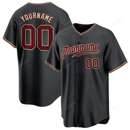 Black Crimson City Cream Custom Name & Number Baseball Jersey D0037