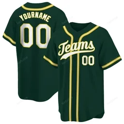 Green White Gold Custom Name & Number Baseball Jersey D0043