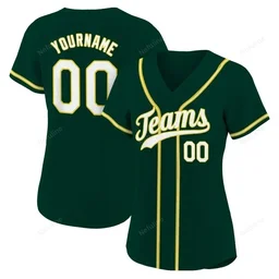 Green White Gold Custom Name & Number Baseball Jersey D0043
