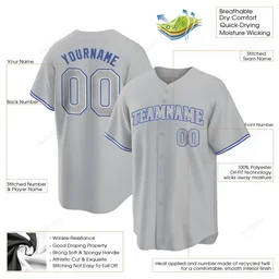 Gray Gray Royal Custom Name & Number Baseball Jersey D0042