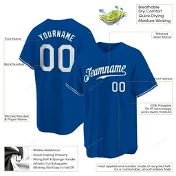 Royal White Custom Name & Number Baseball Jersey D0046