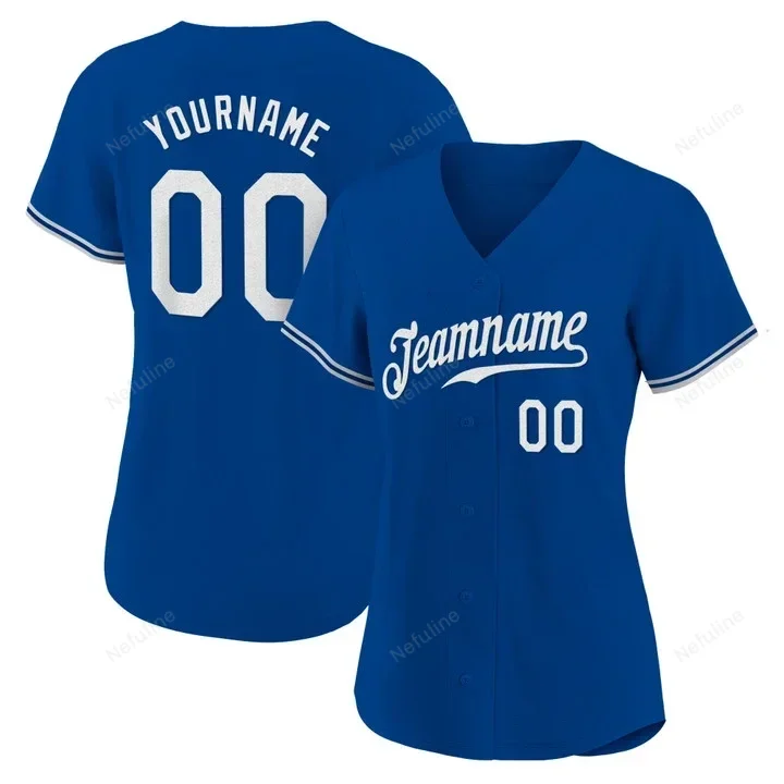 Royal White Custom Name & Number Baseball Jersey D0046