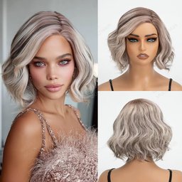 Eunice Wigs Lace Part Grey balayage pink blonde