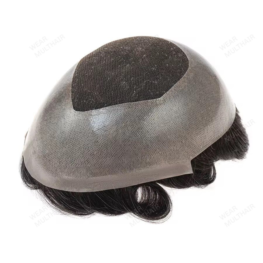 Wide PU Edge French Lace Toupee