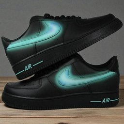 Custom Air Force 1 Black Glow in The Dark