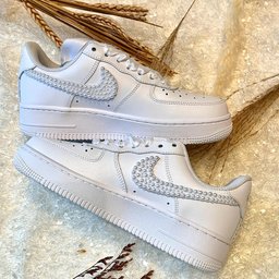 Custom Air Force 1 White Pearl Embellished With Satin Laces - view 7
