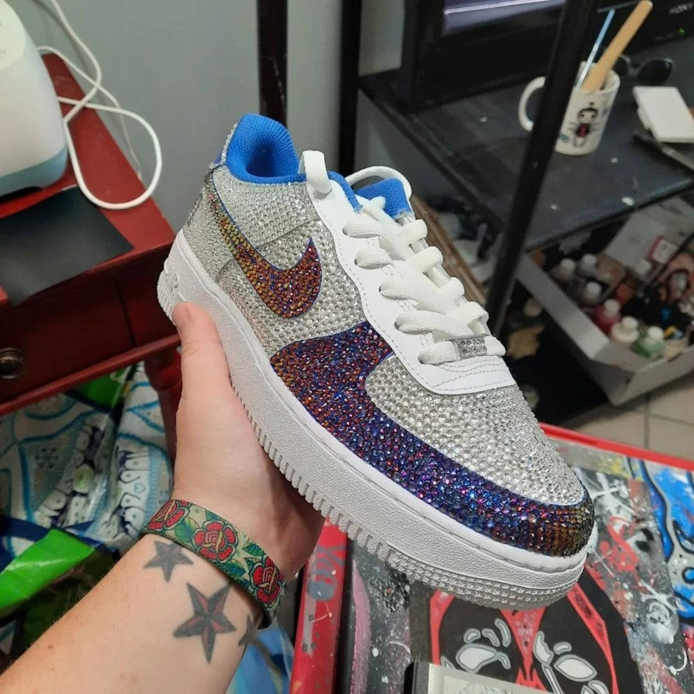 Purple Blue Diamond Wedding Shoes Custom Air Force 1