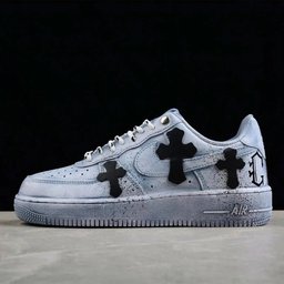 Custom Air Force 1 Baby Blue with Cross Patterns