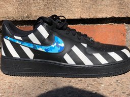 Black White Stripes Blue Yellow Custom Air Force 1 - view 3