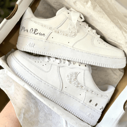 Custom Air Force 1 White with Pearl Rhinestone Embellishment - view 3