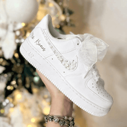 Custom Air Force 1 White with Pearl Rhinestone Embellishment - view 4