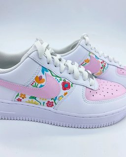 Custom Air Force 1 White Baby Pink Floral Design - view 4
