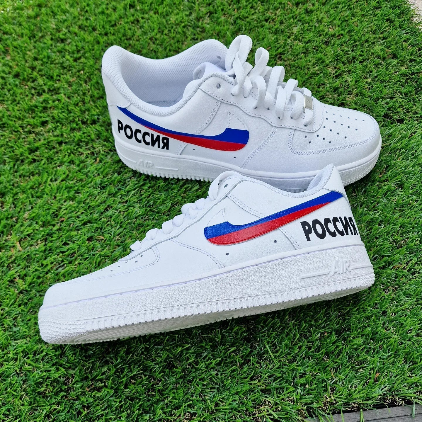 Custom Air Force 1 White Russia Flag Design