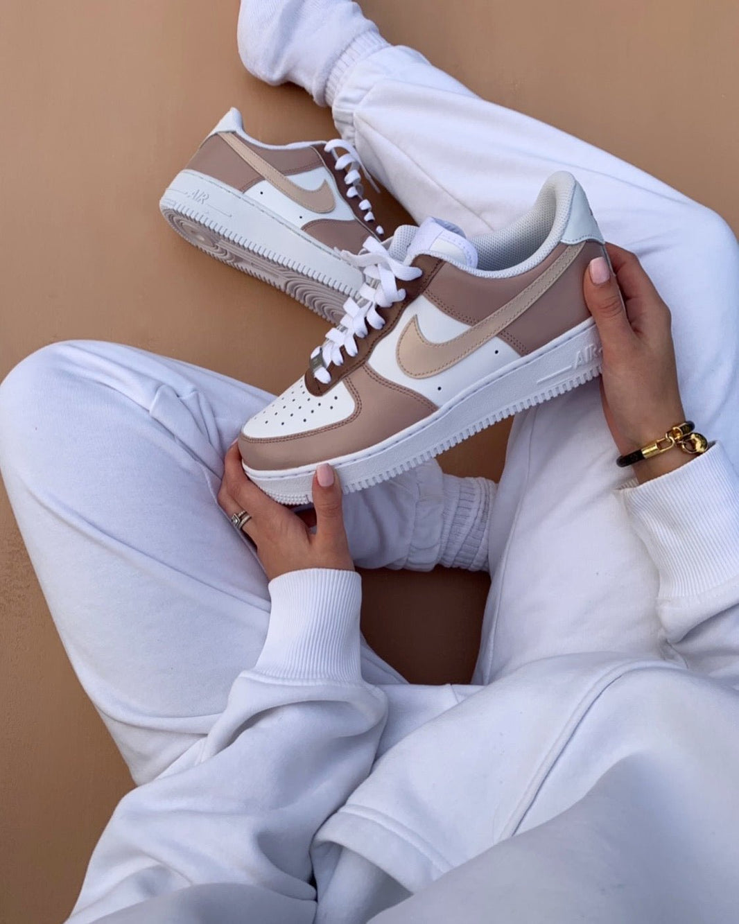 Custom Air Force 1 White Beige Colorblock
