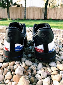 Custom Air Force 1 Black Red Blue Wave Pattern - view 6