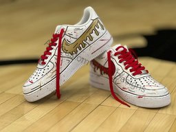 Custom Air Force 1 White Red Dripping - view 2