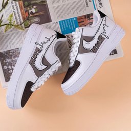 Custom Air Force 1 White Black With Drip Pattern - view 3