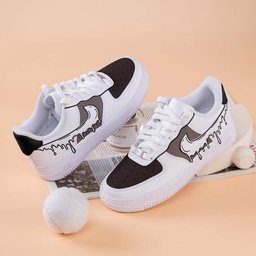 Custom Air Force 1 White Black With Drip Pattern - view 4