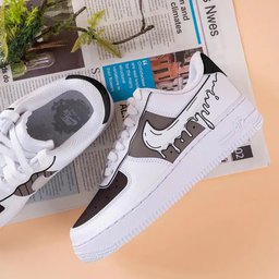 Custom Air Force 1 White Black With Drip Pattern - view 5