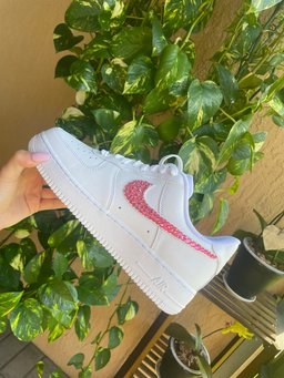 Custom Air Force 1 White With Pink Rhinestones - view 2