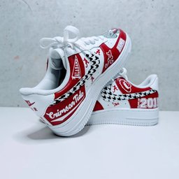 Custom Air Force 1 Red White With Houndstooth And Alabama Graphics - view 6