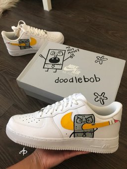 Custom Air Force 1 White SpongeBob SquarePants Design - view 2