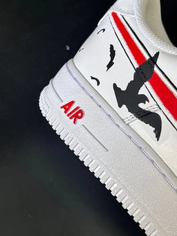 Custom Air Force 1 White With Red Clouds And Black Birds - view 3