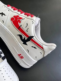 Custom Air Force 1 White With Red Clouds And Black Birds - view 4