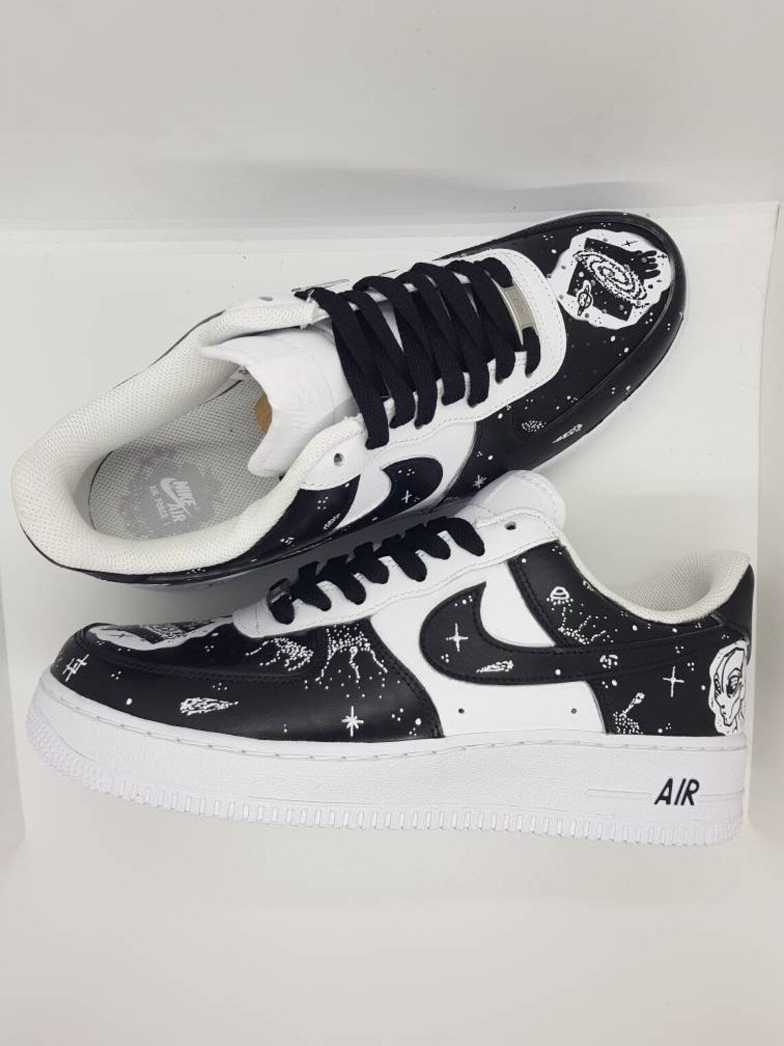 Custom Air Force 1 Black White Space Pattern