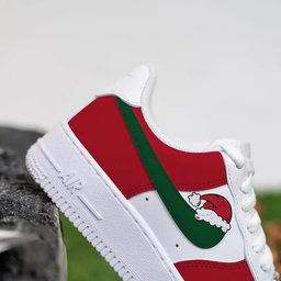 Custom Air Force 1 White Red Green Santa Hat - view 5