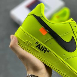 Custom Air Force 1 Neon Yellow With Black Swoosh And Orange Tag - view 7