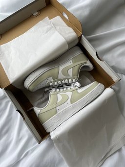 Custom Air Force 1 White And Light Green Color - Blocked - view 2