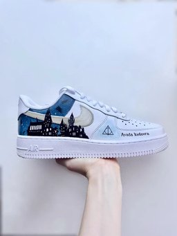 Custom Air Force 1 White Blue Harry Potter Theme - view 2