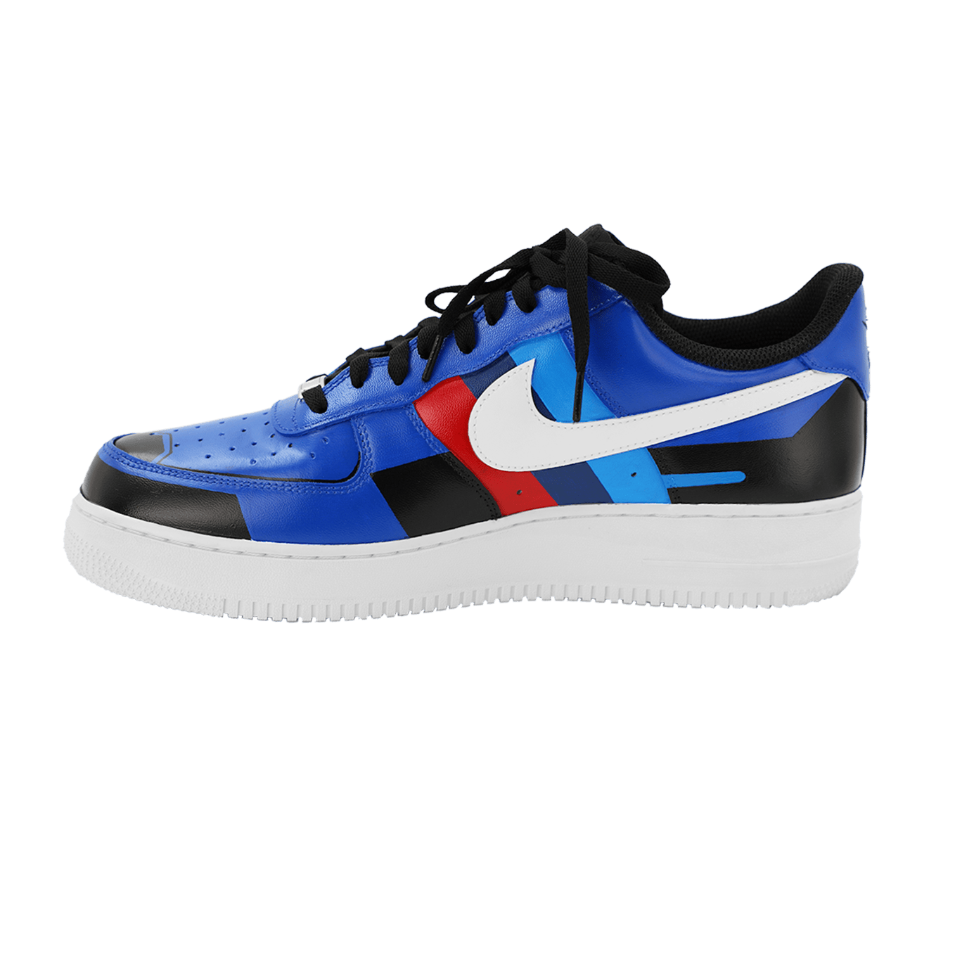 Custom Air Force 1 Blue Red Black Geometric Pattern