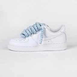 Custom Air Force 1 White With Baby Blue Rope Laces - view 2