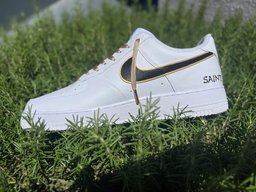Custom Air Force 1 White With Black And Gold Accents - view 3