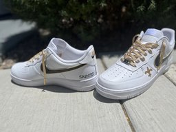 Custom Air Force 1 White With Black And Gold Accents - view 5