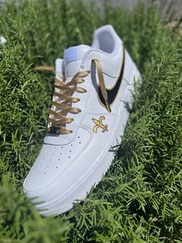Custom Air Force 1 White With Black And Gold Accents - view 4
