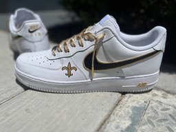 Custom Air Force 1 White With Black And Gold Accents - view 6