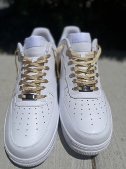 Custom Air Force 1 White With Black And Gold Accents - view 7