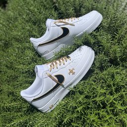 Custom Air Force 1 White With Black And Gold Accents