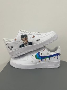 Custom Air Force 1 White With Dripping Logo Butterfly And Portrait Design - view 3