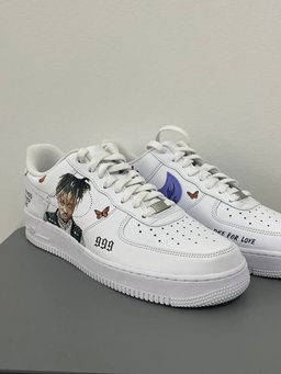 Custom Air Force 1 White With Dripping Logo Butterfly And Portrait Design - view 5