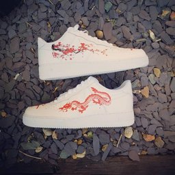 Custom Air Force 1 White Red Dragon And Plum Blossom Design - view 2