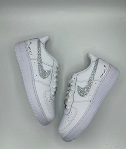 Custom Air Force 1 White With Rhinestones And Heart Patterns - view 3