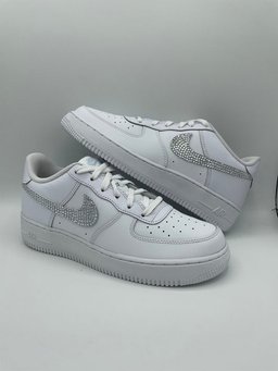 Custom Air Force 1 White With Rhinestones And Heart Patterns