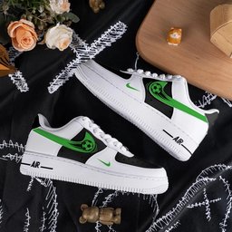 Custom Air Force 1 White Black With Soccer Ball Pattern - view 2