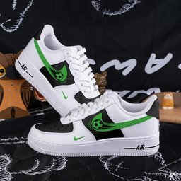 Custom Air Force 1 White Black With Soccer Ball Pattern - view 4