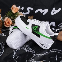 Custom Air Force 1 White Black With Soccer Ball Pattern - view 3